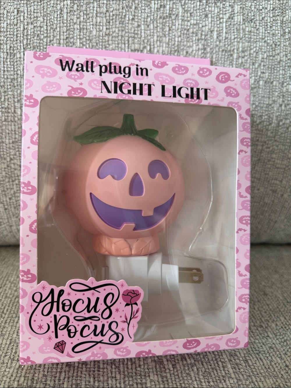 Halloween Pumpkin Wall Plug-in Night Light - Pink & Purple